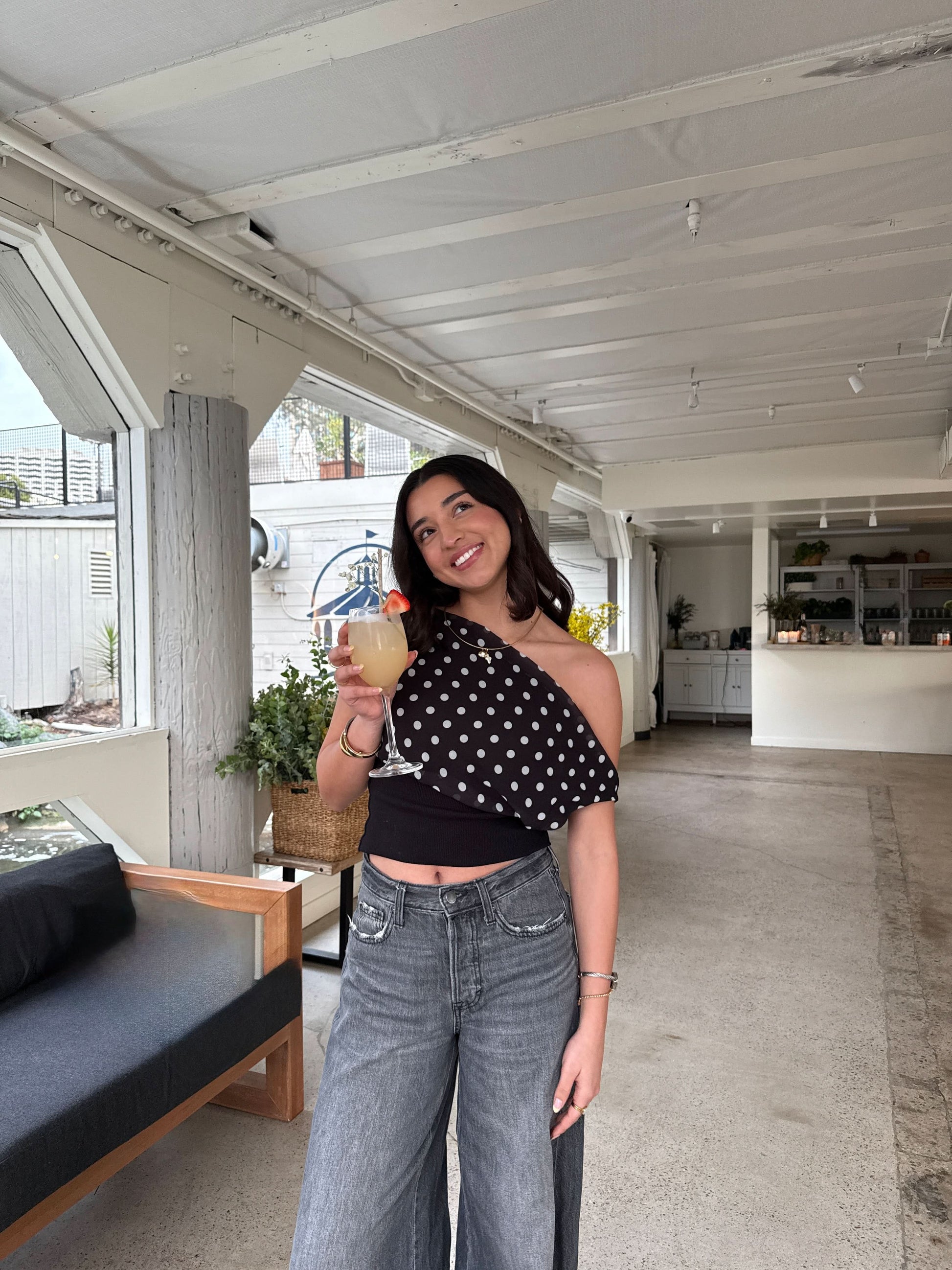 Women's Cocktail One Shoulder Polka Dot Crop Top - product image 8