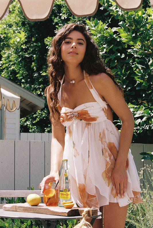 Women's Wedding Guest Floral Halter Mini Dress - product image 1