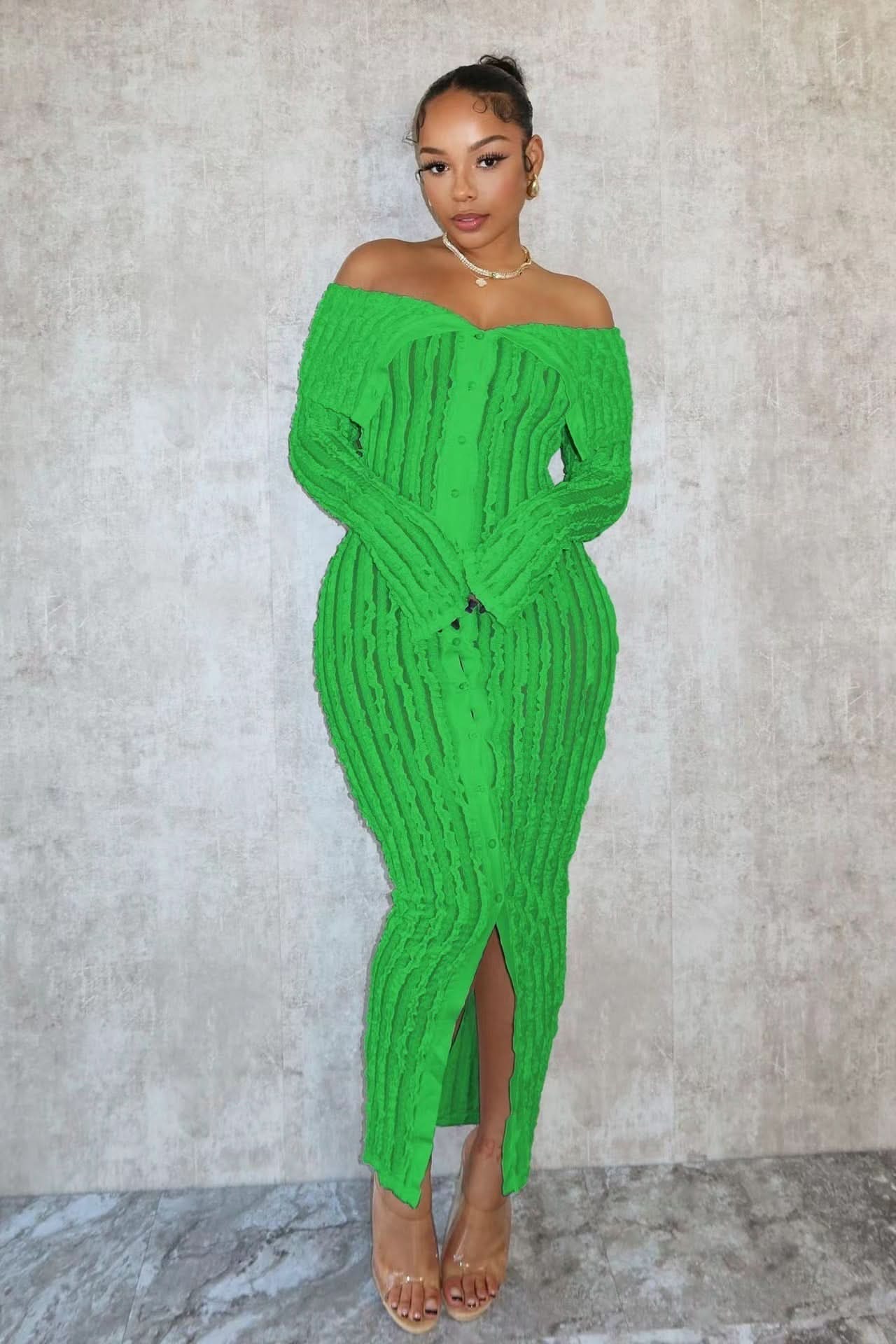 Women's Cocktail Off Shoulder Long Sleeve Midi Dress - product image 6