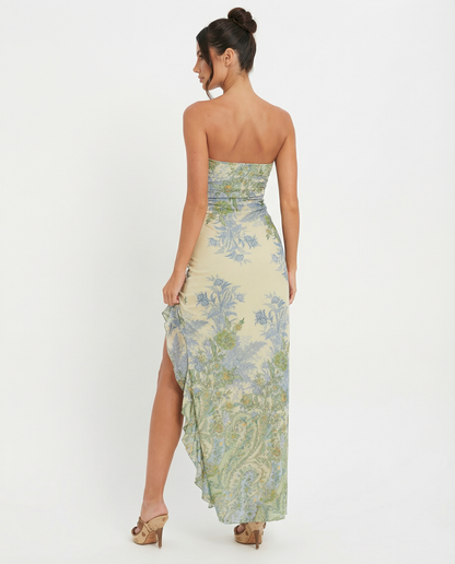 Vivienne Paisley Bandeau Maxi Dress - Cream