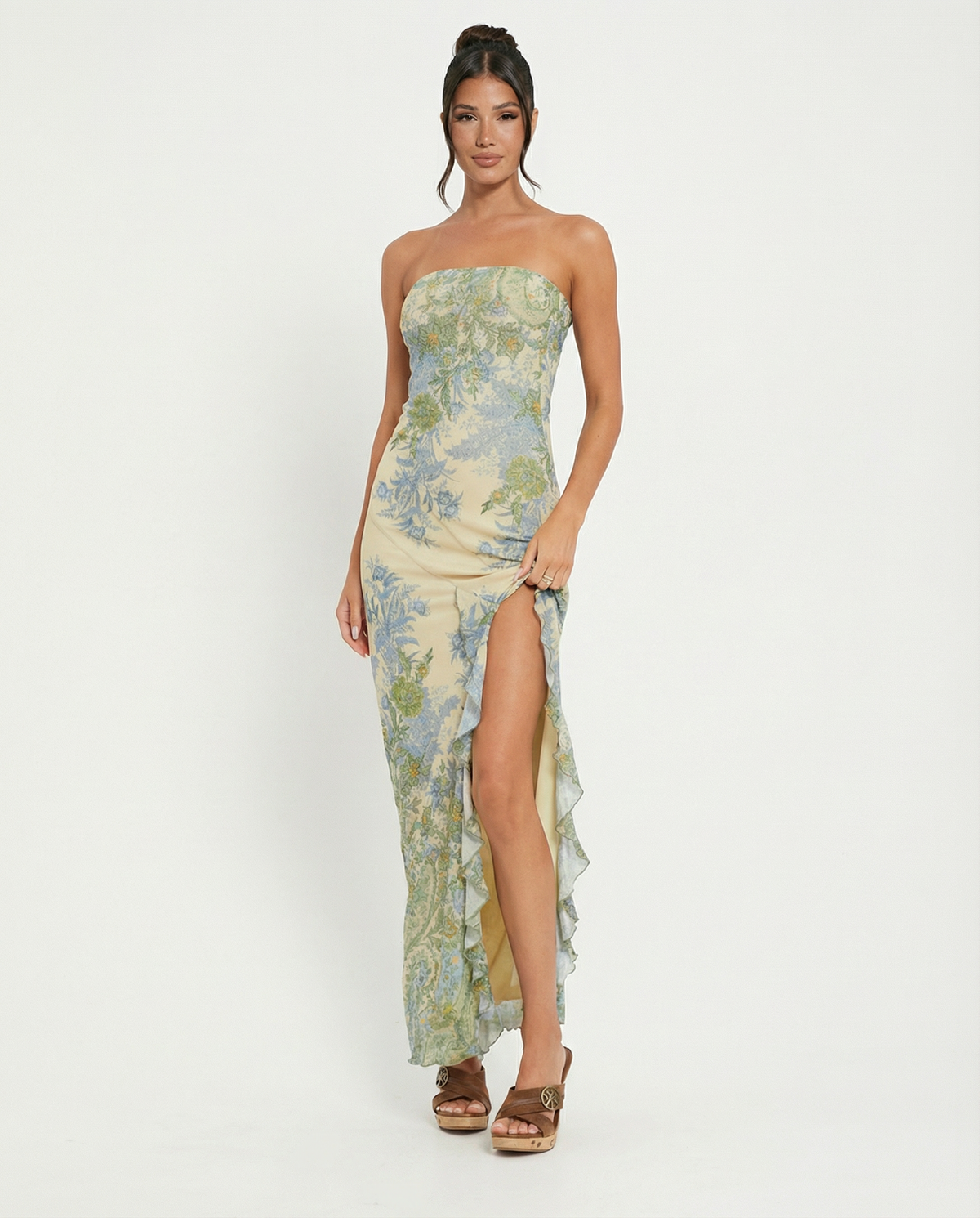 Vivienne Paisley Bandeau Maxi Dress - Cream