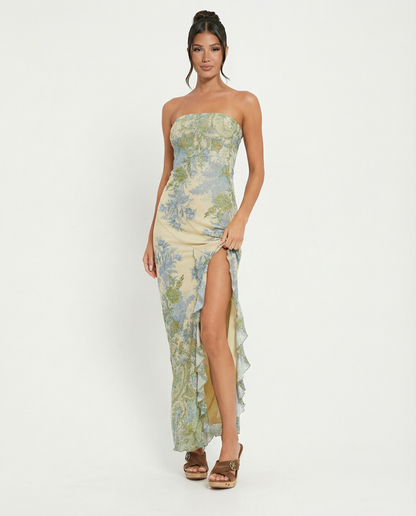 Vivienne Paisley Bandeau Maxi Dress - Cream
