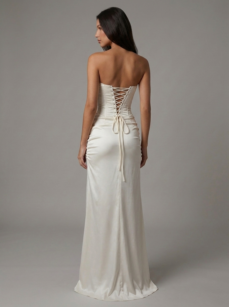 Ula Corset Strapless Maxi Dress - White