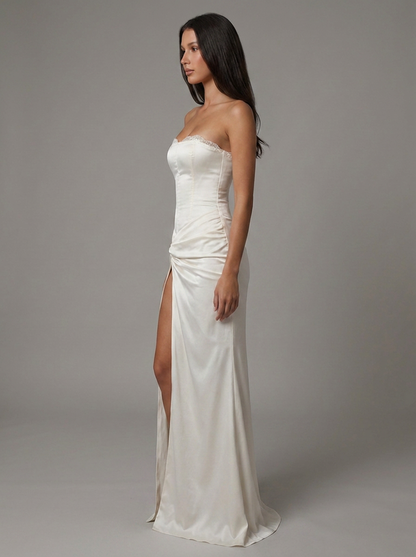 Ula Corset Strapless Maxi Dress - White