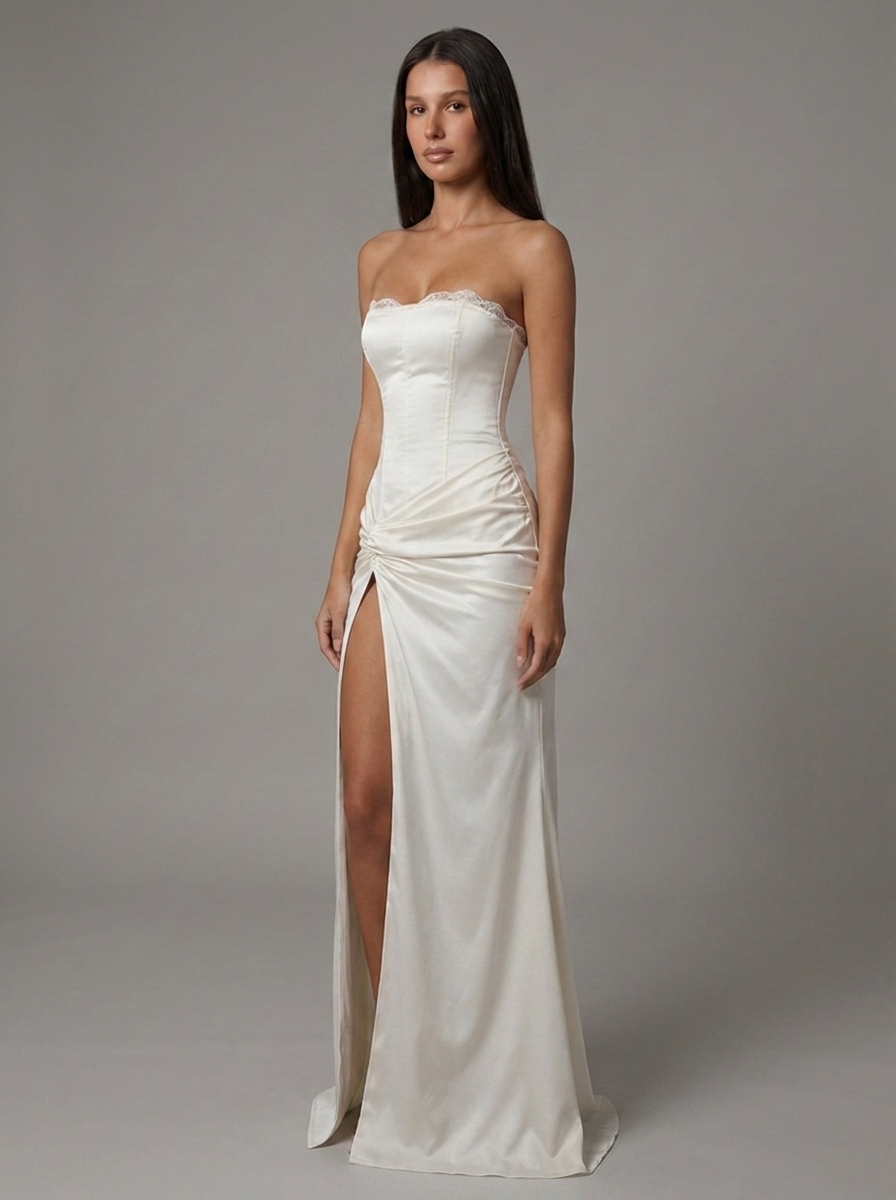 Ula Corset Strapless Maxi Dress - White