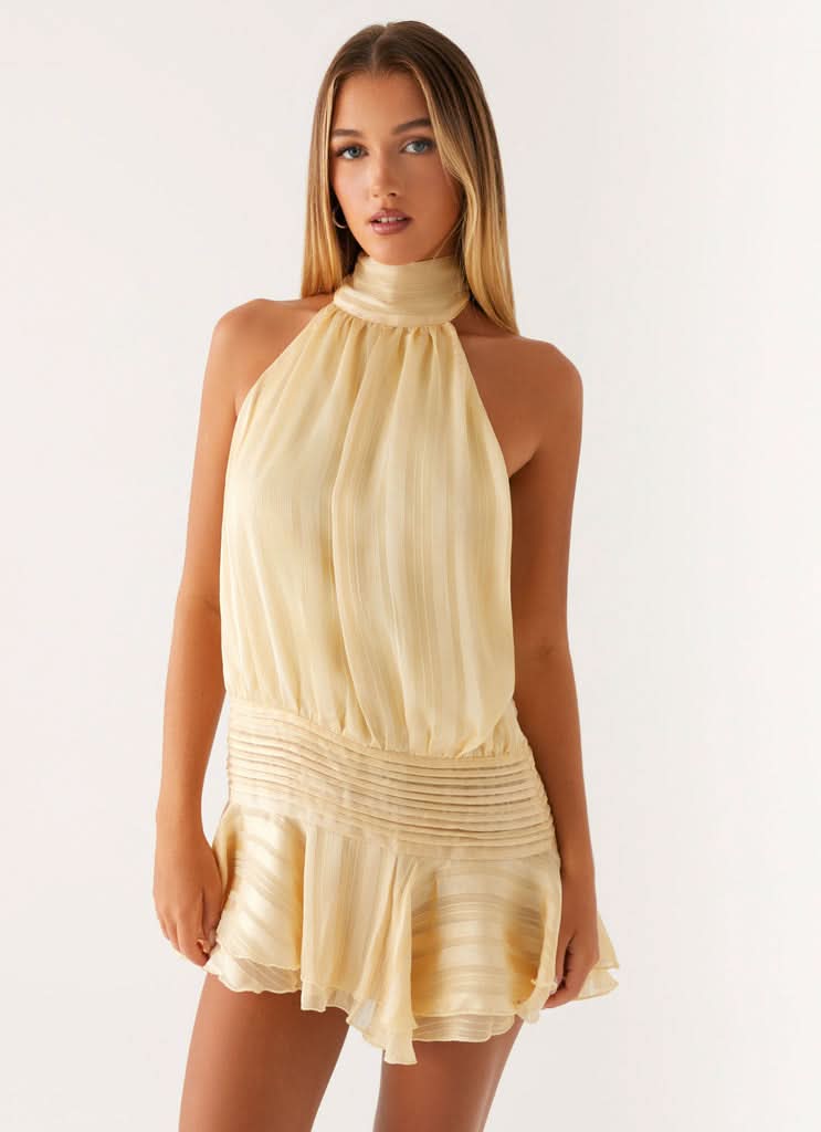 Women's Cocktail Halter Pleated Mini Dress - product image 3