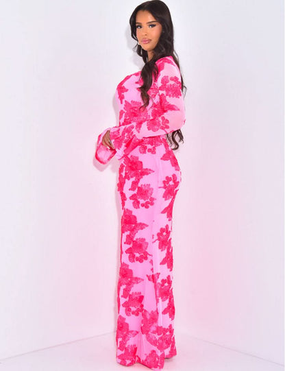 Women's Wedding Guest Floral Long Sleeve Maxi Dress - product image 6