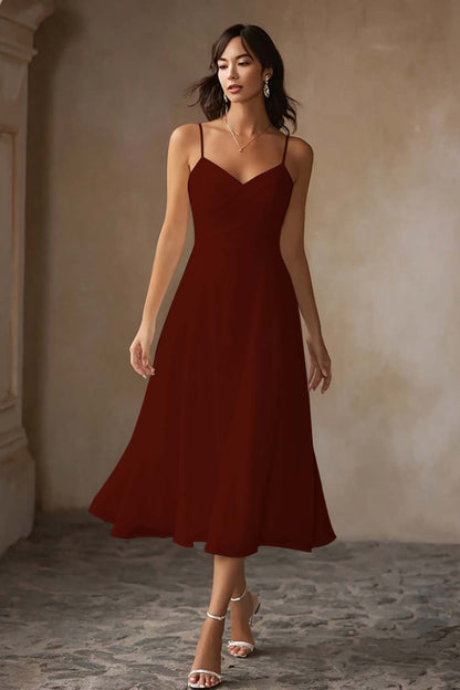 Alcina Chiffon Midi Dress - Burgundy
