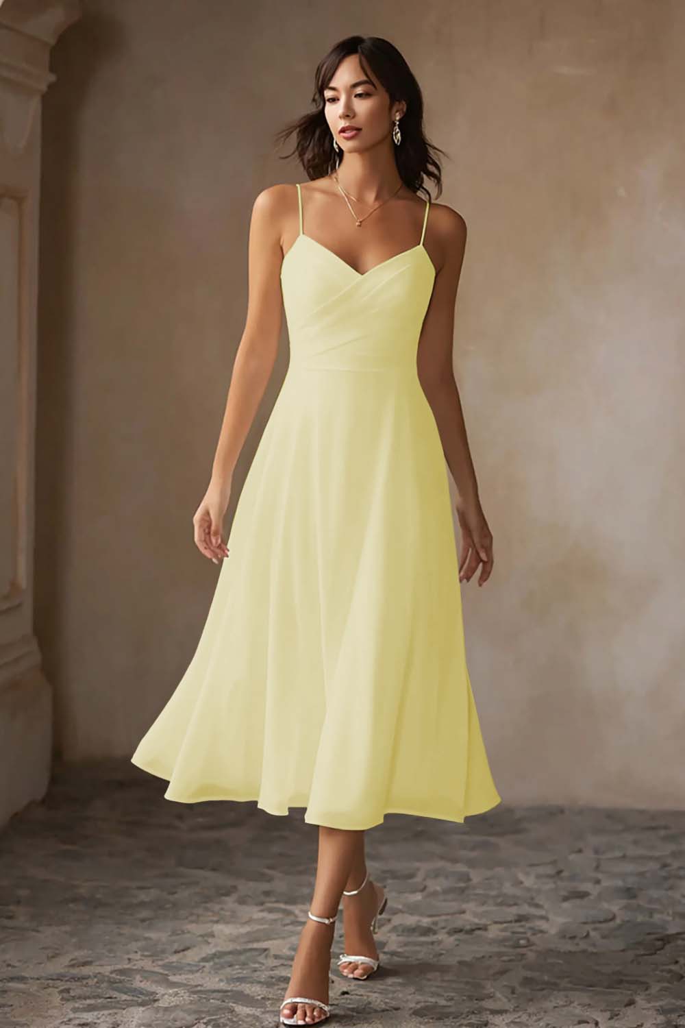 Alcina Chiffon Midi Dress - Butter Yellow