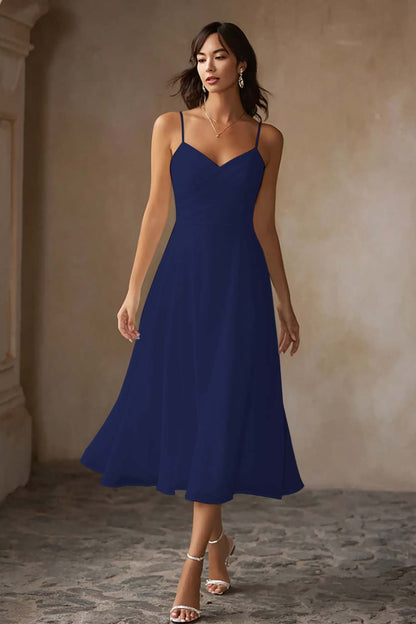 Alcina Chiffon Midi Dress - Navy