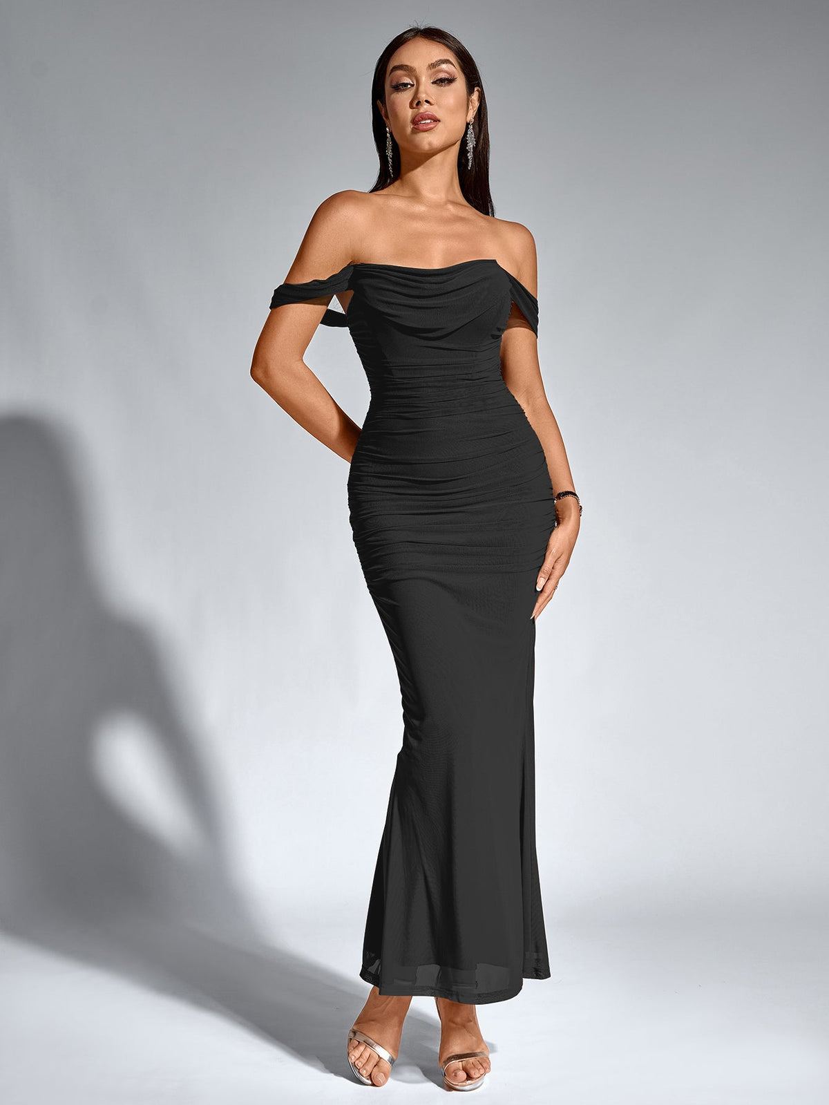 Alida Off Shoulder Maxi Dress - Black