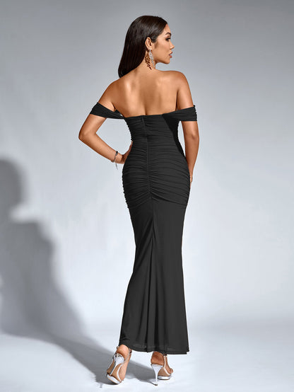 Alida Off Shoulder Maxi Dress - Black