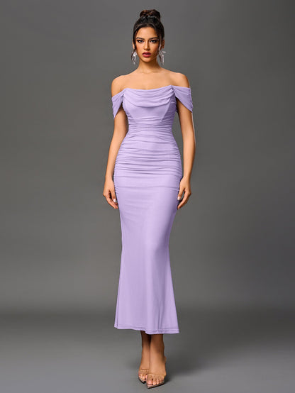 Alida Off Shoulder Maxi Dress - Lilac