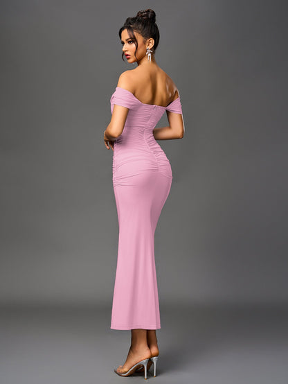Alida Off Shoulder Maxi Dress - Pink