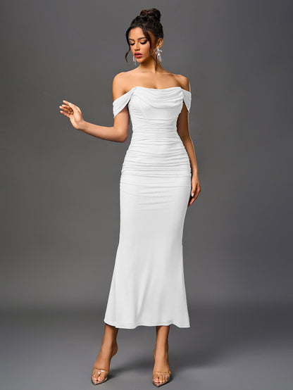 Alida Off Shoulder Maxi Dress - White
