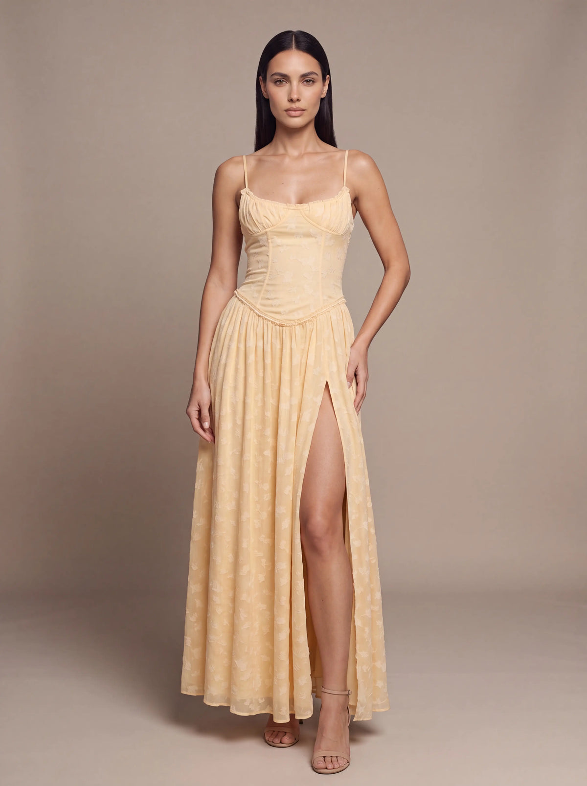Althea Corset Maxi Dress - Butter Yellow