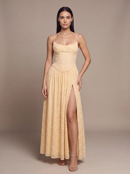 Althea Corset Maxi Dress - Butter Yellow