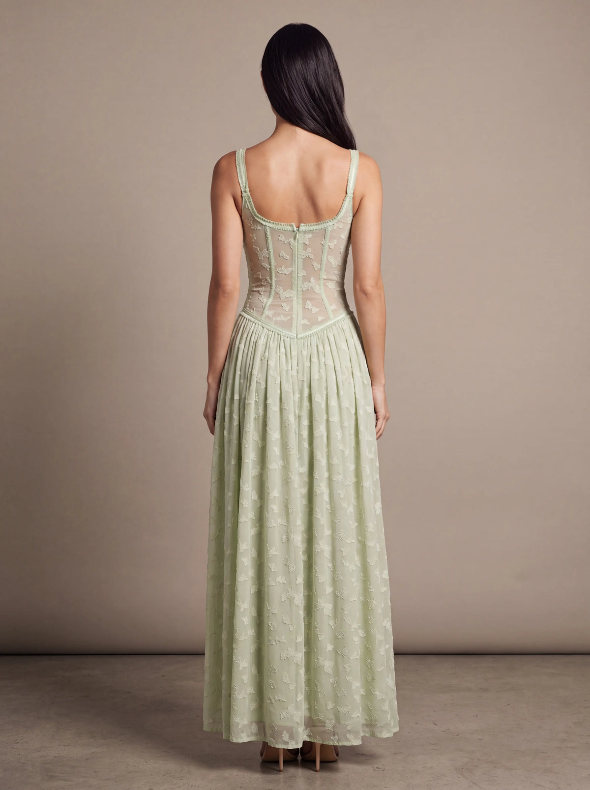 Althea Corset Maxi Dress - Sage Green