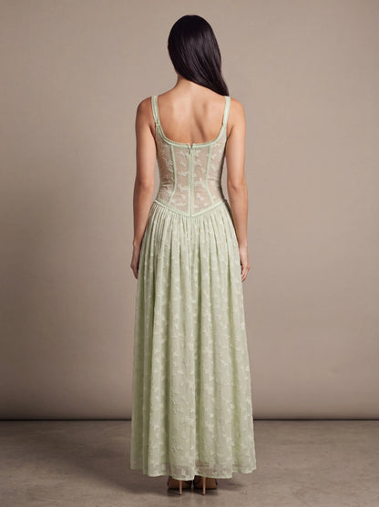 Althea Corset Maxi Dress - Sage Green