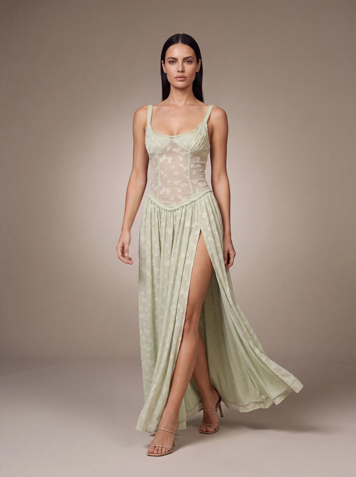 Althea Corset Maxi Dress - Sage Green
