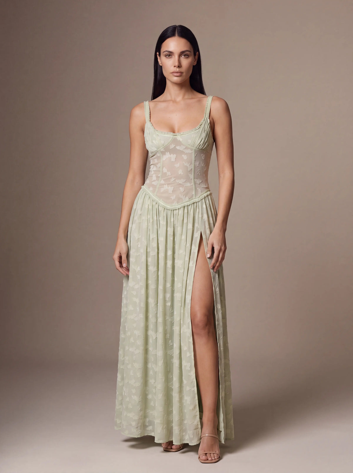 Althea Corset Maxi Dress - Sage Green