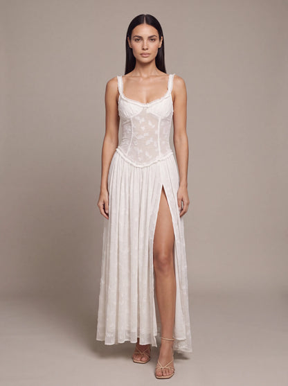 Althea Corset Maxi Dress - White