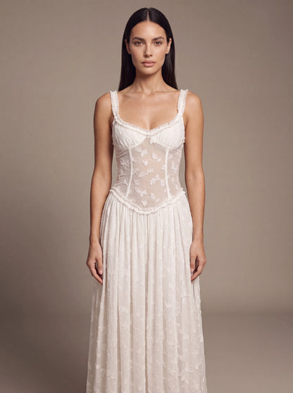 Althea Corset Maxi Dress - White