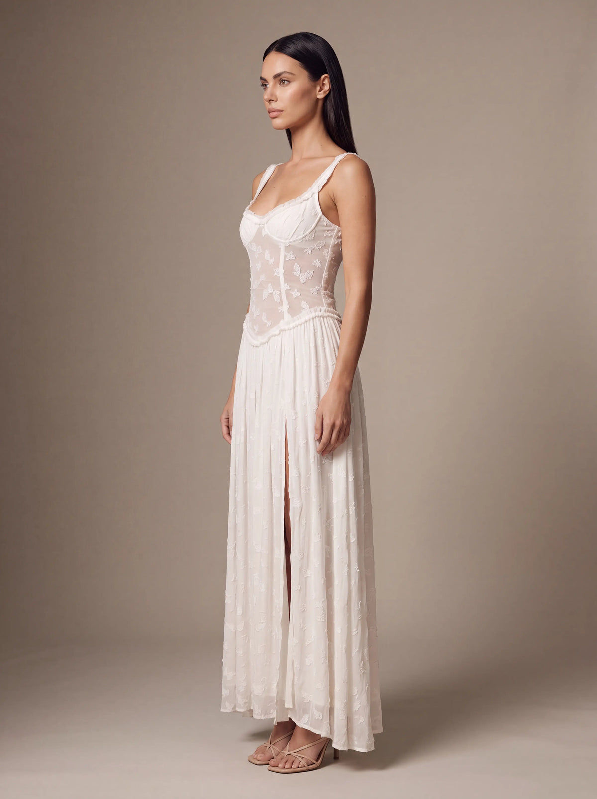 Althea Corset Maxi Dress - White