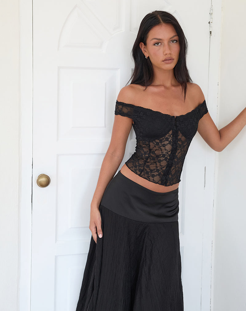 Alvina Off Shoulder Corset Top - Black