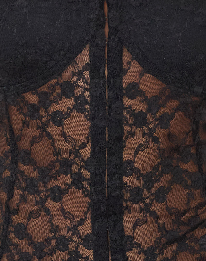 Alvina Off Shoulder Corset Top - Black