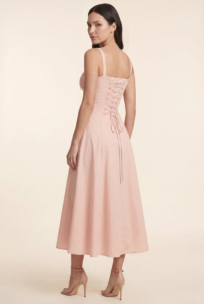 Amaia Corset Midi Dress - Light Pink