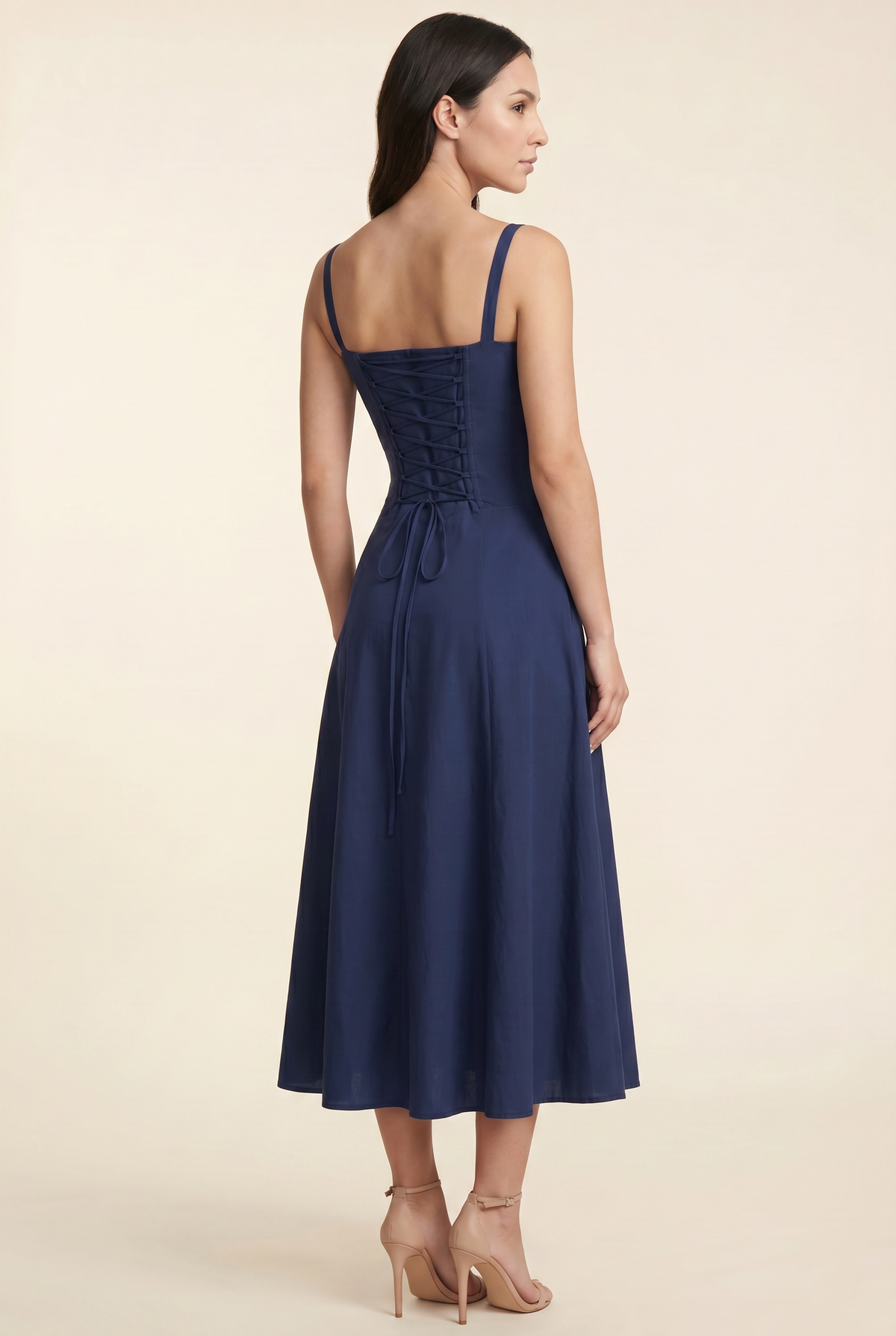 Amaia Corset Midi Dress - Navy