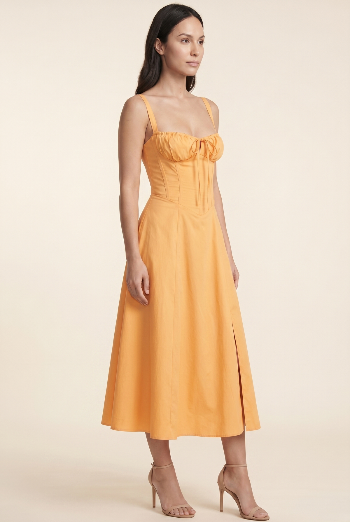 Amaia Corset Midi Dress - Orange