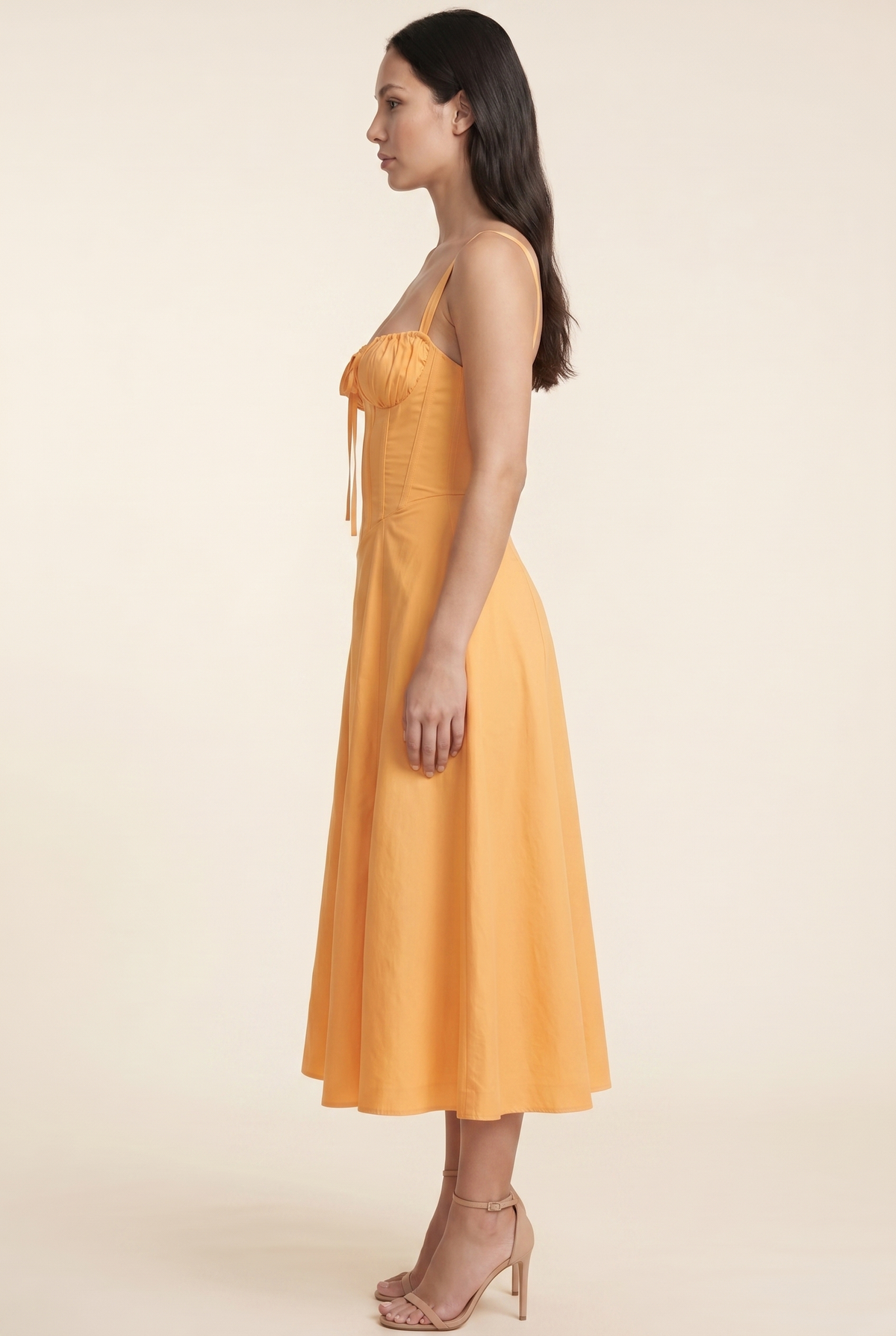 Amaia Corset Midi Dress - Orange