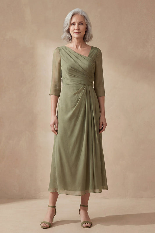 Amalie V Neck Midi Dress - Sage Green