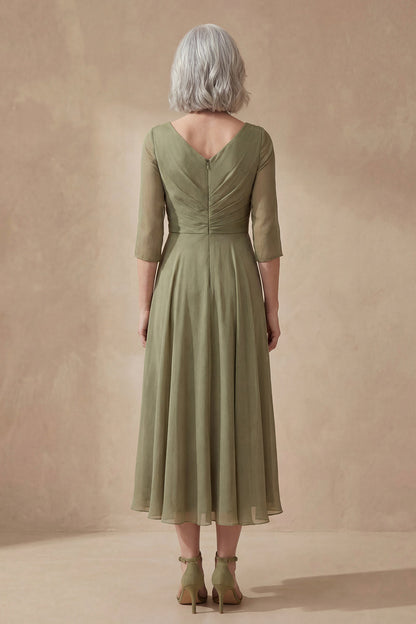 Amalie V Neck Midi Dress - Sage Green