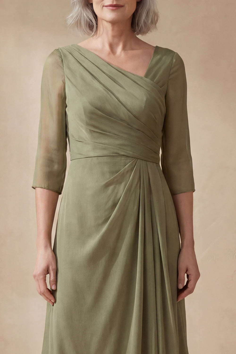 Amalie V Neck Midi Dress - Sage Green