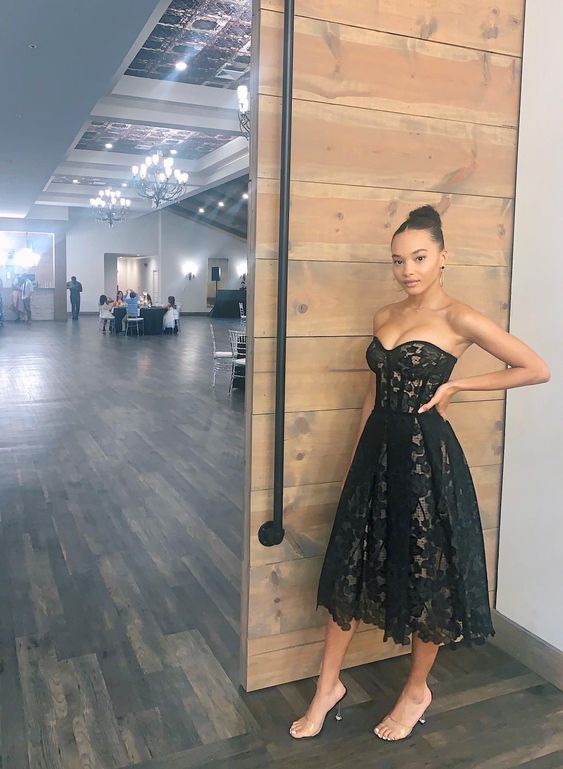 Amarante Embroidered Strapless Midi Dress - Black