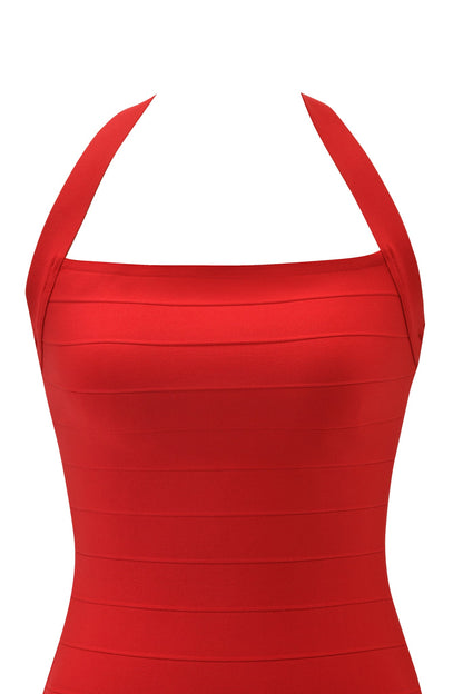 Adalyn Halter Bandage Mini Dress - Red