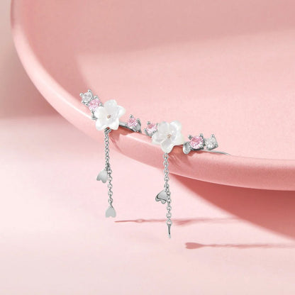 Adelie Cherry Blossom Earrings - Silver