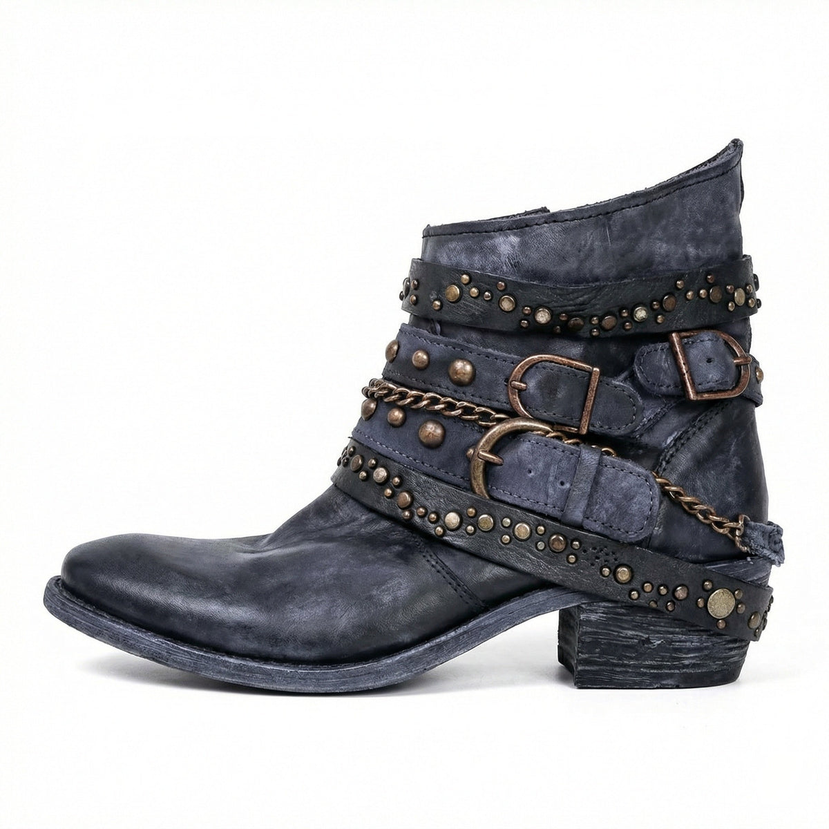 Aila Studded Ankle Boots - Blue