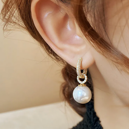 Aislinn Pearl Drop Hoop Earrings - Gold