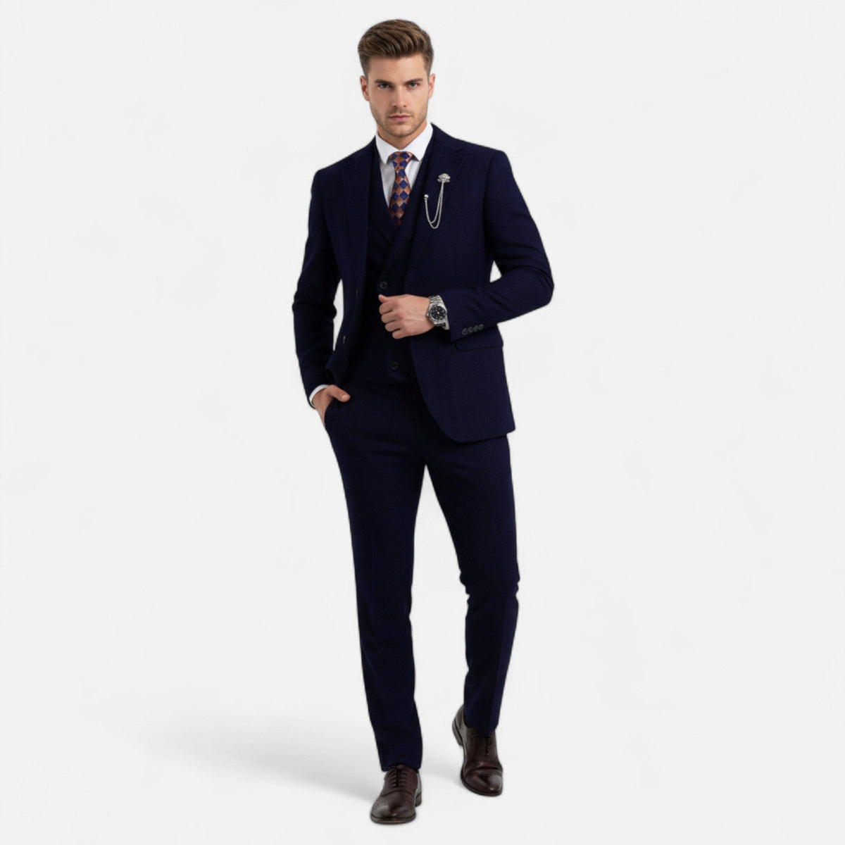 Alden Herringbone Three-Piece Suit