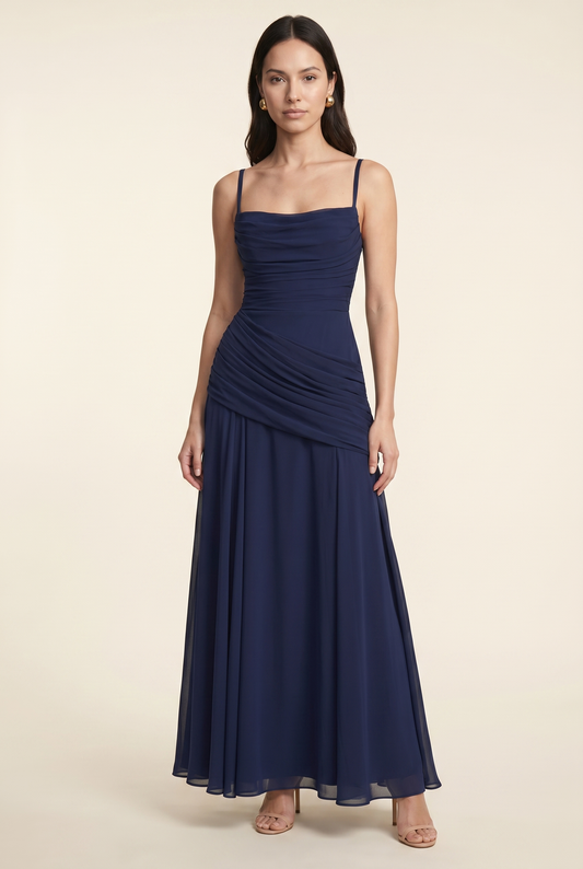Amandine Cowl Neck Maxi Dress - Navy