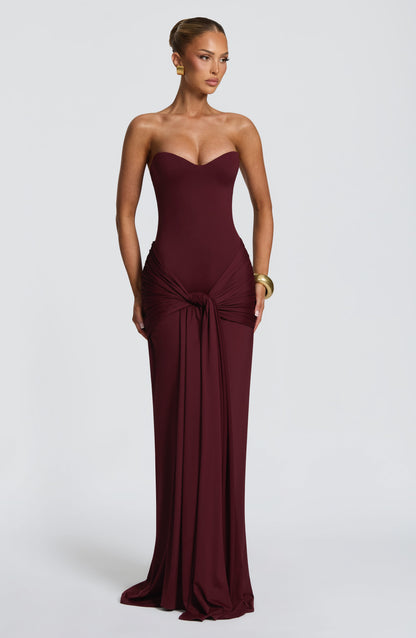 Amara Lace Up Maxi Dress - Red