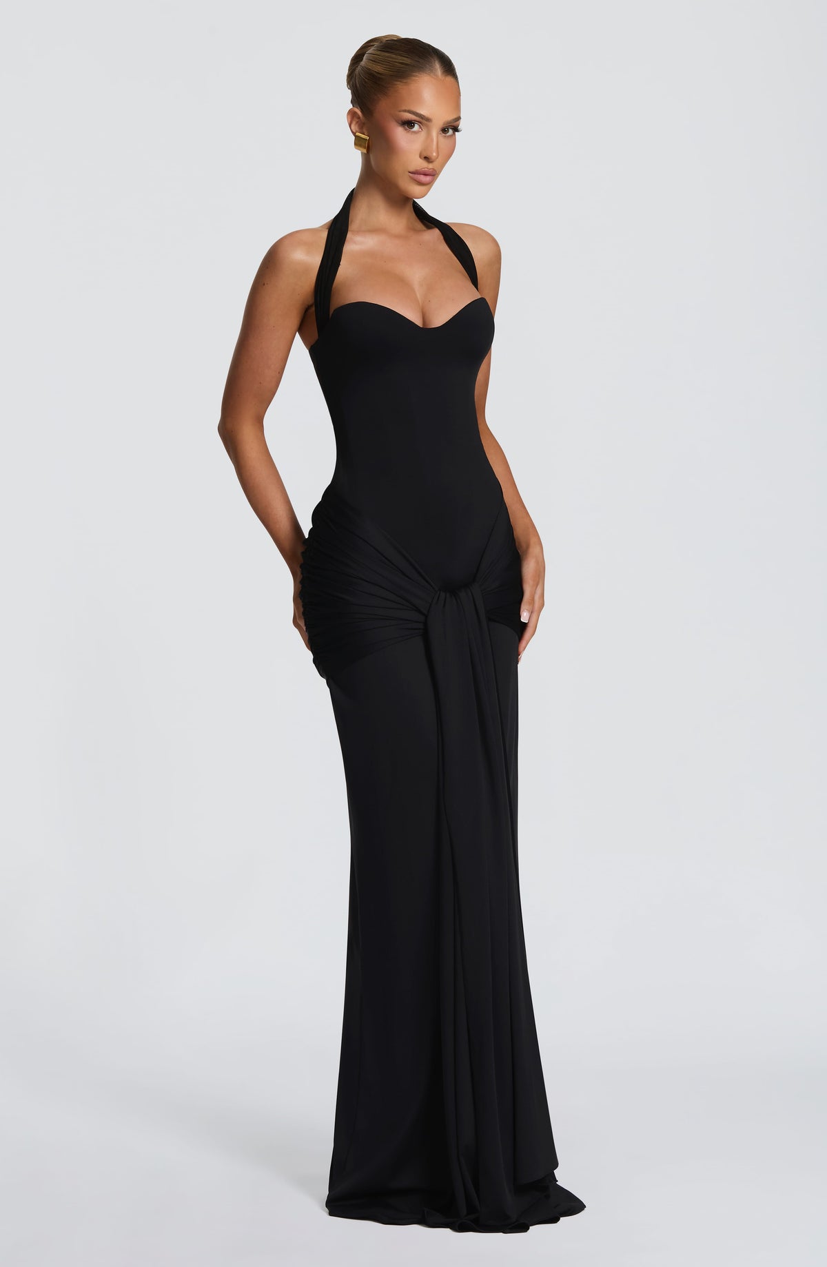 Amara Lace Up Maxi Dress - Black