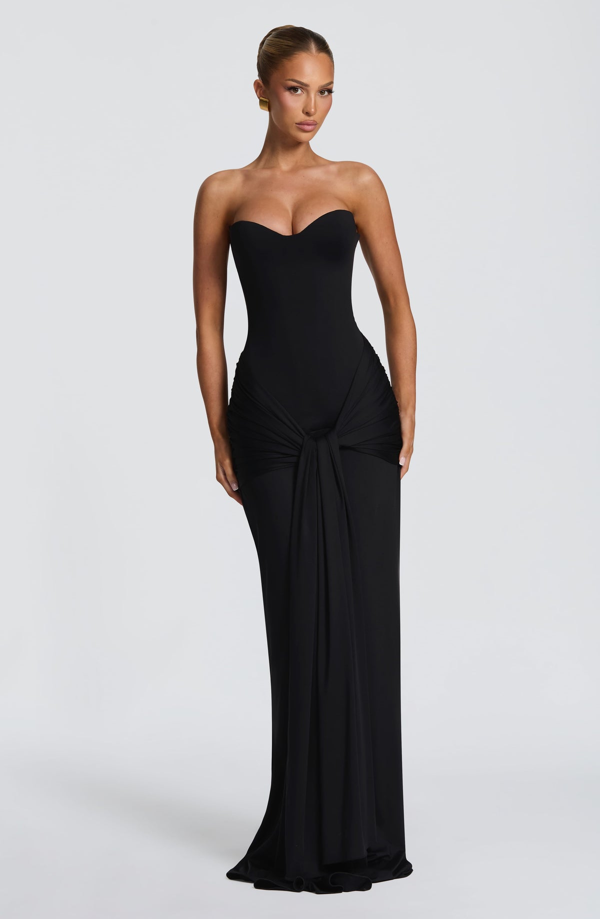 Amara Lace Up Maxi Dress - Black