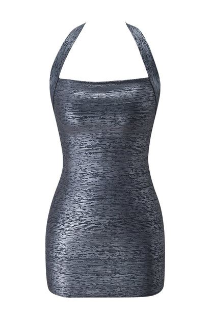 Amaris Metallic Bandage Mini Dress - Charcoal