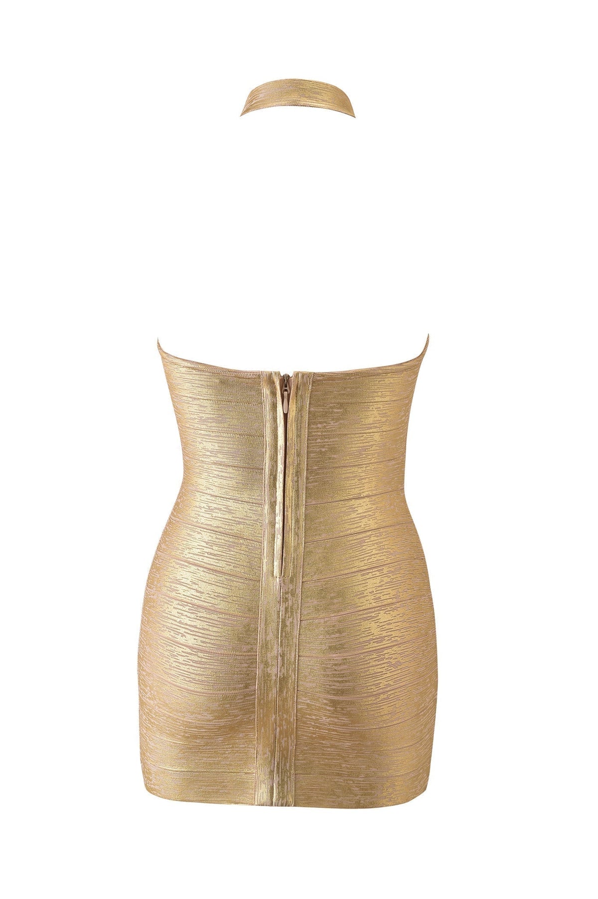 Amaris Metallic Bandage Mini Dress - Gold