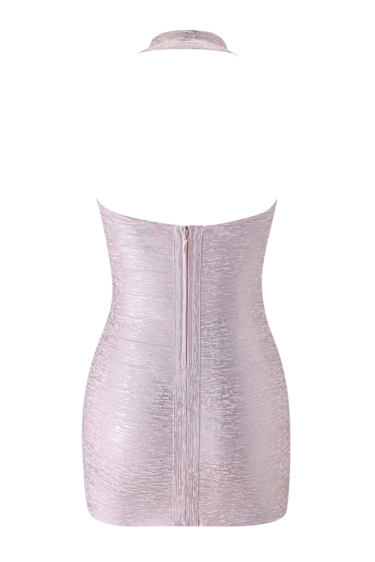 Amaris Metallic Bandage Mini Dress - Pink Pearl